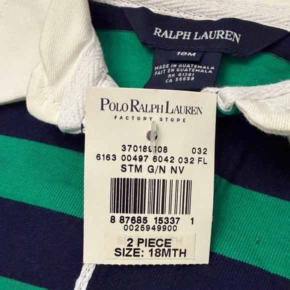 NWT Ralph Lauren Kids Polo Dress in Green and Navy Stripes - Picture 2 of 2